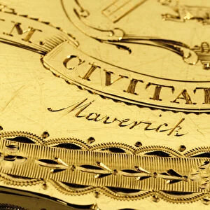 Detail of the John Jay Freedom Box, 1784 (gold)