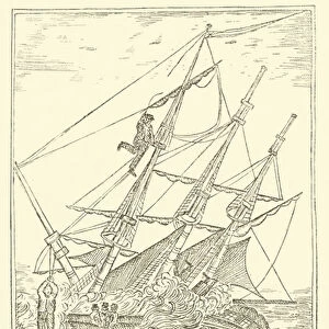 Jonathan Marlins Providential Escape from a Watery grave in the Bay of Biscay four different times (engraving)