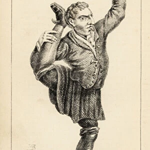 Joseph Clark, famous contortionist in London, 17th century. 1869 (lithograph)