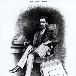 Joseph Pulitzer (1847-1911) from The Curio, 1887 (engraving) (b&w photo)