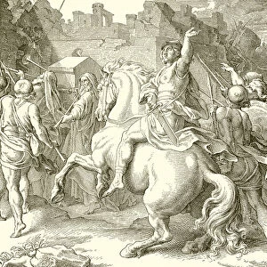 Joshua encircling the walls of Jericho (engraving)