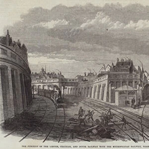 The Junction of the London, Chatham, and Dover Railway with the Metropolitan Railway, near Smithfield (engraving)