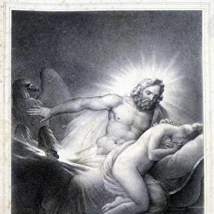 Jupiter and Semelee. Lithograph by Coupin de Couprie in 1826