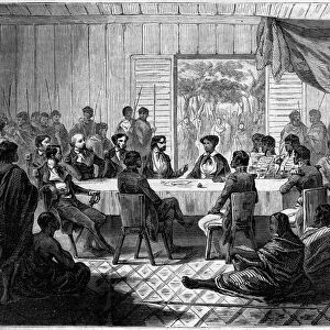 Kabar (meeting) of French officers and Malagasy chiefs representing Queen Ranavalo