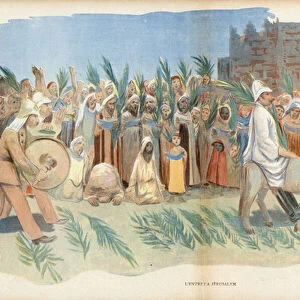 Kaiser Wilhelm II, entry into Jerusalem. Illustration for Le Rire (colour litho)
