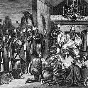King Alvaro I of Kongo receiving the Dutch ambassadors, an illustration from the
