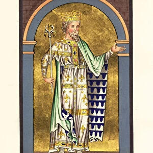 King in coronation habit, 13th century. 1842 (engraving)