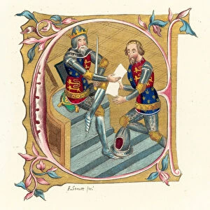 King Edward III and Prince Edward (coloured engraving)