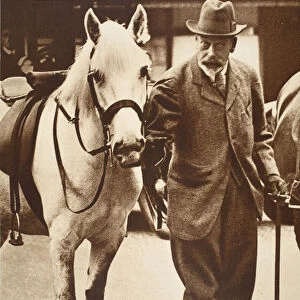 King George and His Favourite Pony "Jock", 1930s (b / w photo)