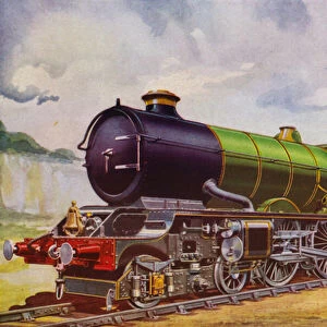 King George V, 4-6-0 steam locomotive of the Great Western Railway (colour litho)