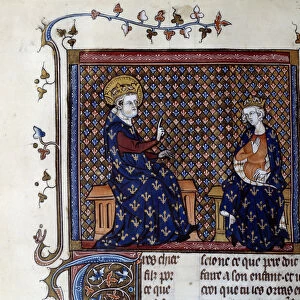 King Louis IX (1214-1270) teaches the master of king to his son