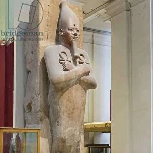 King Senuseret I as god Osiris, from Karnak, limestone, Egyptian Museum, Cairo, Egypt