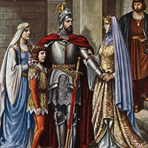 The king of Sicily Manfred I leaving his wife Helene (Elena) and his children to go to fight against his rival Charles I of Anjou in 1266 (Manfred, King of Sicily leaves his wife Helena Angelina Doukaina)