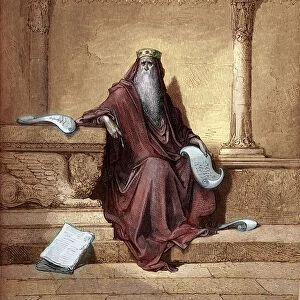 King Solomon engraving by Gustave Dore. - Bible
