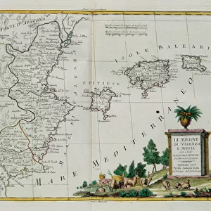 Kingdoms of Valencia and Murcia with the Baleari and Pitiuse Islands, engraving by G. Zuliani taken from Tome I of the "Newest Atlas"published in Venice in 1775 by Antonio Zatta, Private Collection