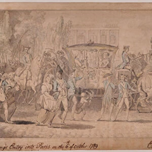 The Kings entry into Paris, 1789 (Ink, Watercolour)
