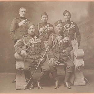 Kings Indian Orderly Officers from the Gurkha regiments, 1905 (b / w photo)