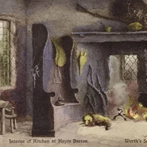 The kitchen at Hayes Barton (colour litho)