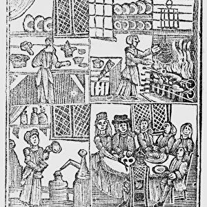 Kitchen Interiors, an illustration from A Book of Roxburghe Ballads (woodcut)