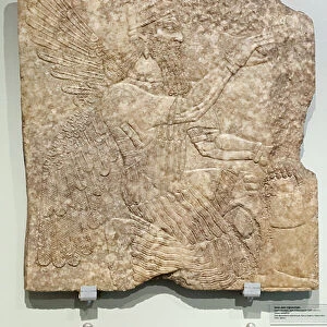 Kneeling winged deity, Neo Assyrian Empire, reign of Ashurnasirpal II (alabastrine limestone)