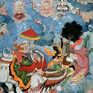 Krishnas combat with Indra, c. 1590 (gouache on paper)