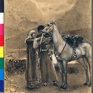 L adieu de Zara et d Ismail - Illustration du poeme "Izmail-bey"(Izmail bey) de Mikhail Lermontov (1814-1841) - Oeuvre de Mikhail Alexandrovich Vrubel (Vroubel) (1856-1910)