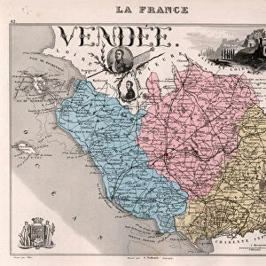 La Vendee (85), Pays de la Loire, - France and its Colonies. Atlas illustrates one hundred and five maps from the maps of the depot of war, bridges and footwear and the Navy by M. VUILLEMIN. 1876