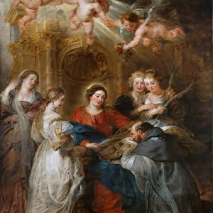 La vision de Saint Ildefonse (606-667), la Vierge lui donne une chasuble - Panneau