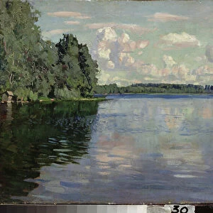 Un lac. Peinture de Stanislav Yulianovich Zhukovsky (Joukovski) (1873-1944), huile sur toile, 1919. Art russe 20e siecle. M. Tuganov Art Museum of the North Ossetian, Vladikavkaz (Vladicaucase) (Russie)