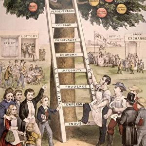 The Ladder of Fortune, to the American Dream, 1875 (colour litho)
