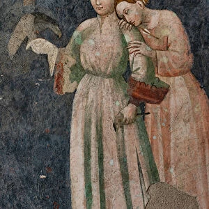 Detail with two ladies, Camera Pinta (Painted Room) (fresco)