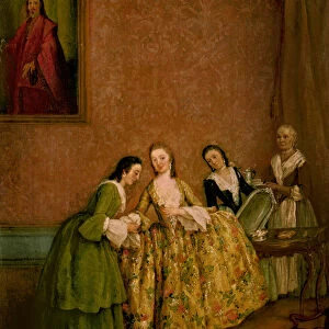 Lady Dressing, or Lady at her Toilet (oil on canvas)