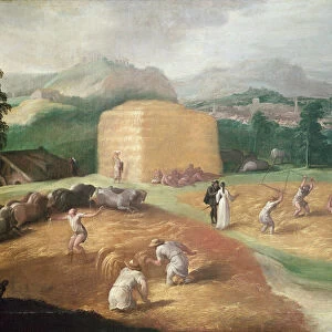 Landscape with Corn Threshers (oil on canvas)