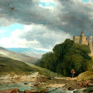 Landscape With Ruined Castle, 1864 (oil on canvas, re-lined)