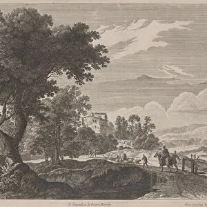Landscape with Travelers Crossing a Bridge (etching & engraving)