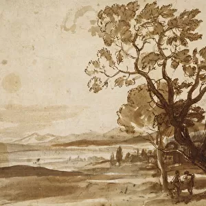 Landscape with two Trees, c. 1638 (black chalk with pen and brown ink