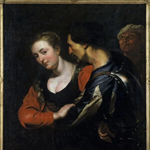 Landsknecht with a Woman (oil on canvas)