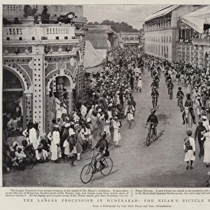 The Langer Procession in Hyderabad, the Nizams Bicycle Boys Corps (litho)
