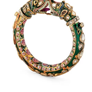 A Large and Fine Diamond-Set Enamelled Gold Bracelet, 19th Century (gold, enamel, diamond)