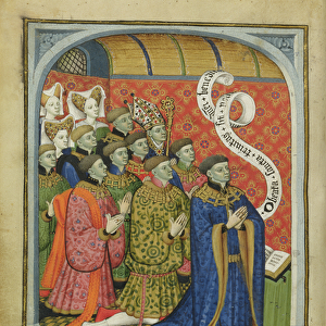 Lat 1158 f. 27v The Neville family at prayer, from the Neville Book of Hours