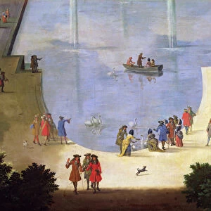 Le Bassin du Miroir d eau et l ile Royale (detail of figures near the pond), c