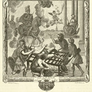 Le Martyre de saint Laurent, Banniere des rotisseurs en 1699 (engraving)