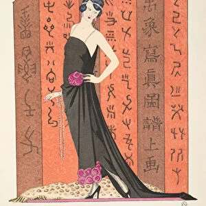 Le Paravent Rouge, from a Collection of Fashion Plates, 1921 (pochoir print)
