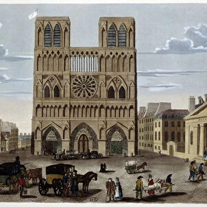 Le parvis de Notre Dame - in "Vues de Paris"by Courvoisier, 1827
