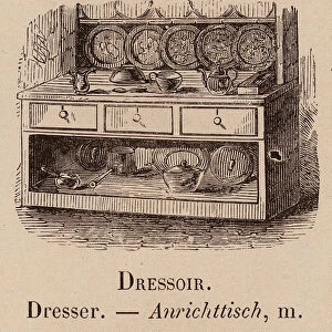 Le Vocabulaire Illustre: Dressoir; Dresser; Anrichttisch (engraving)