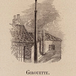 Le Vocabulaire Illustre: Girouette; Weather-cock; Wetterfahne (engraving)