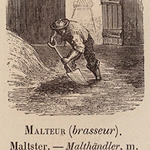 Le Vocabulaire Illustre: Malteur (brasseur); Maltster; Malthandler (engraving)