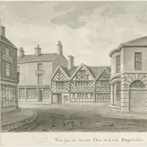 Leek Town - Market Place: sepia drawing, 1844 (drawing)