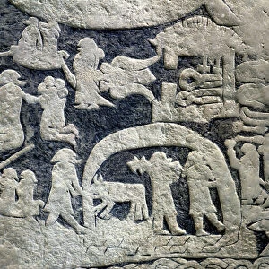 Detail of the legend of Valhalla, from the Isle of Gotland (stone)