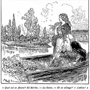 Legendary Paris: Merlin and the Fee Vivianne arrive in front of the island where the city will be born - " What is this river? La Seine - And this village